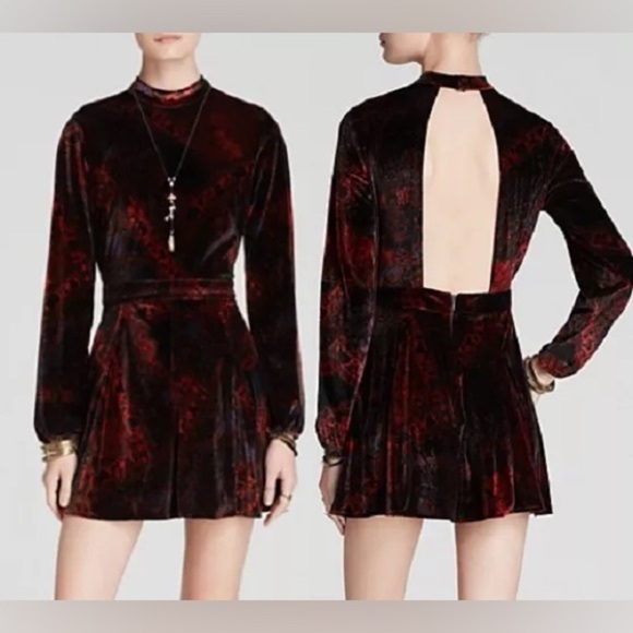 Free People Red and Black Velvet Dress - Picture 3 of 5
